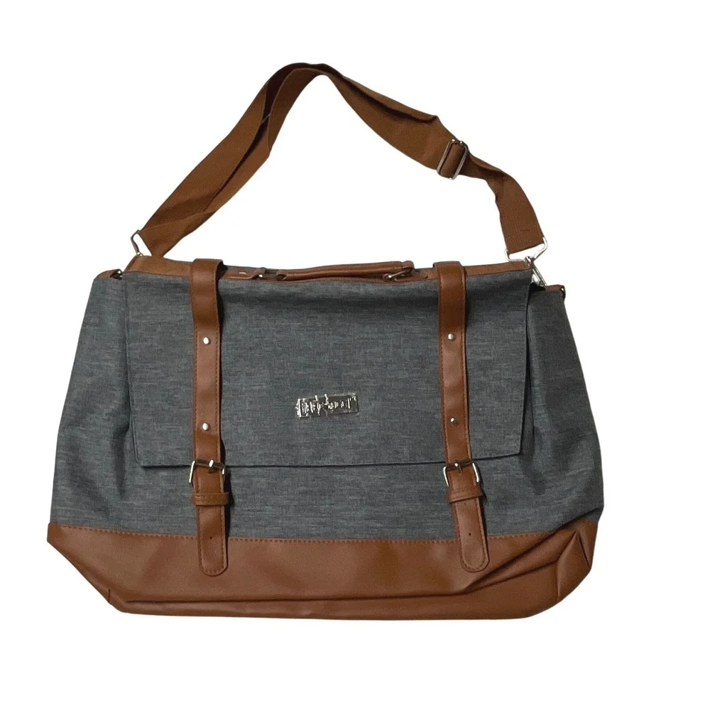 Prestige 20x13 Grey Messenger Bag Faux Leather Adjustable Strap Handles READ‎